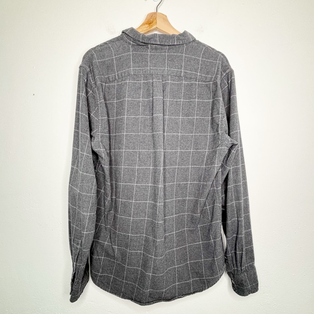 Marine Layer Gray Windowpane Flannel Button Down Shirt Size L - Picture 2 of 9